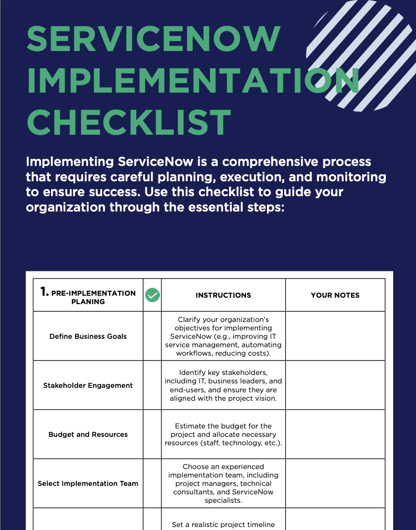 ServiceNow Implementation Checklist